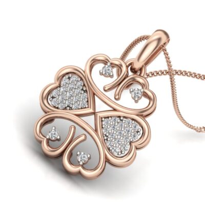 Golden Heart Cluster Diamond Pendant