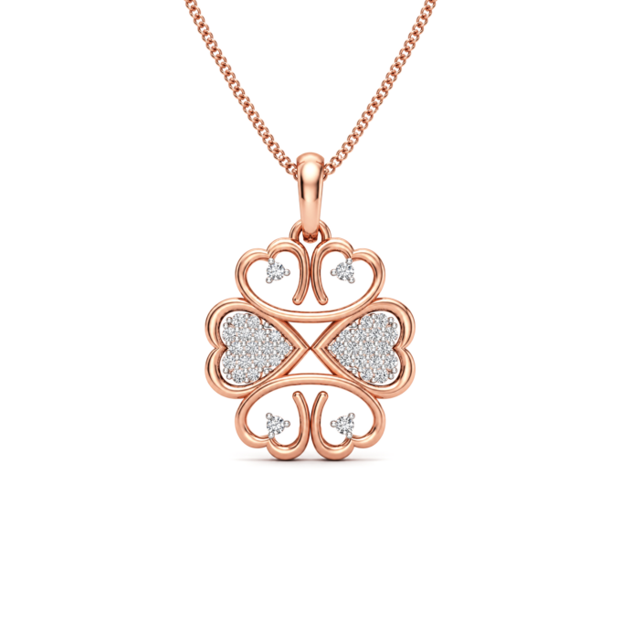 Golden Heart Cluster Diamond Pendant