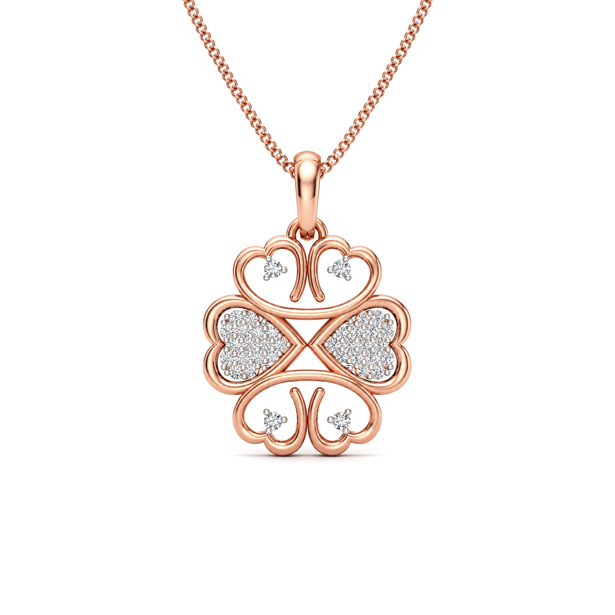 Golden Heart Cluster Diamond Pendant