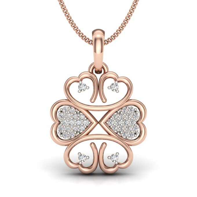 Golden Heart Cluster Diamond Pendant