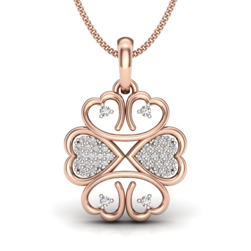 Golden Heart Cluster Diamond Pendant - Image 2