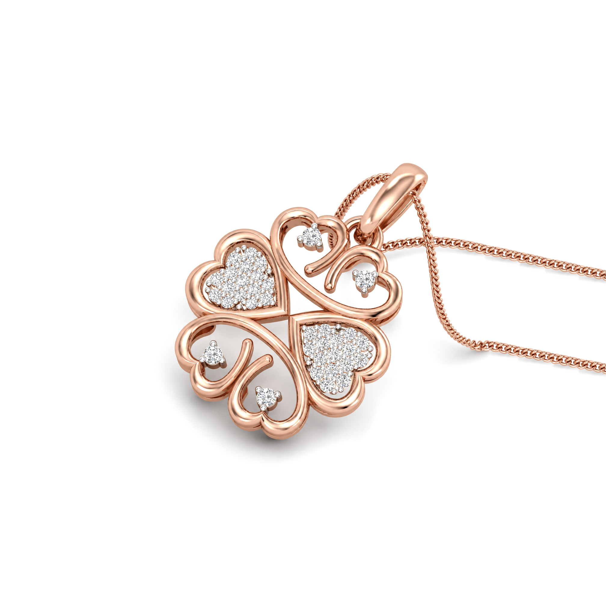 Golden Heart Cluster Diamond Pendant - Image 2