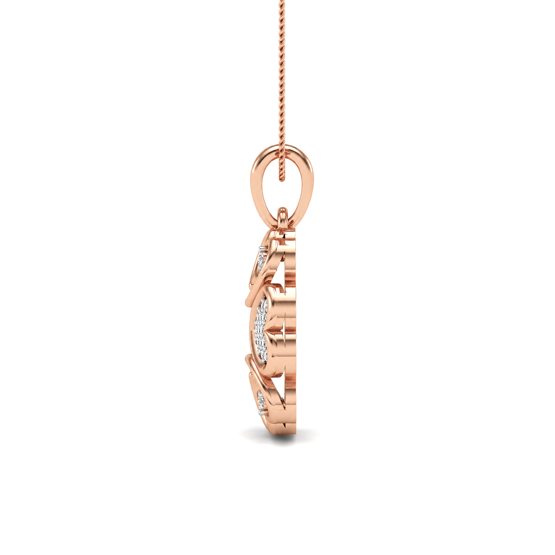 Golden Heart Cluster Diamond Pendant - Image 3