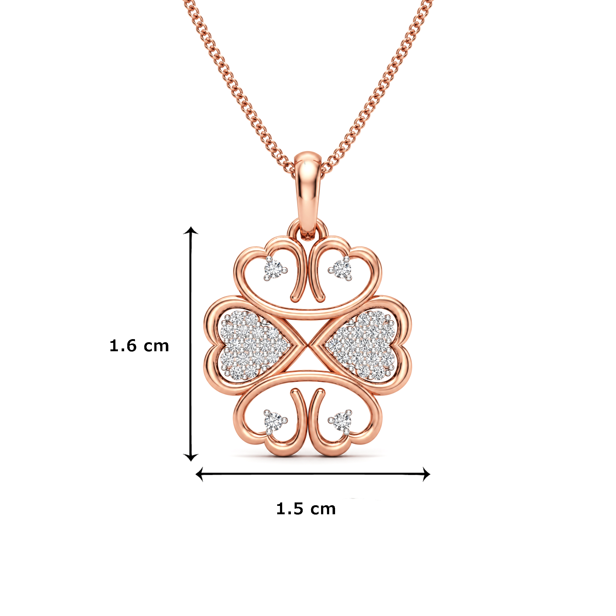 Golden Heart Cluster Diamond Pendant - Image 5