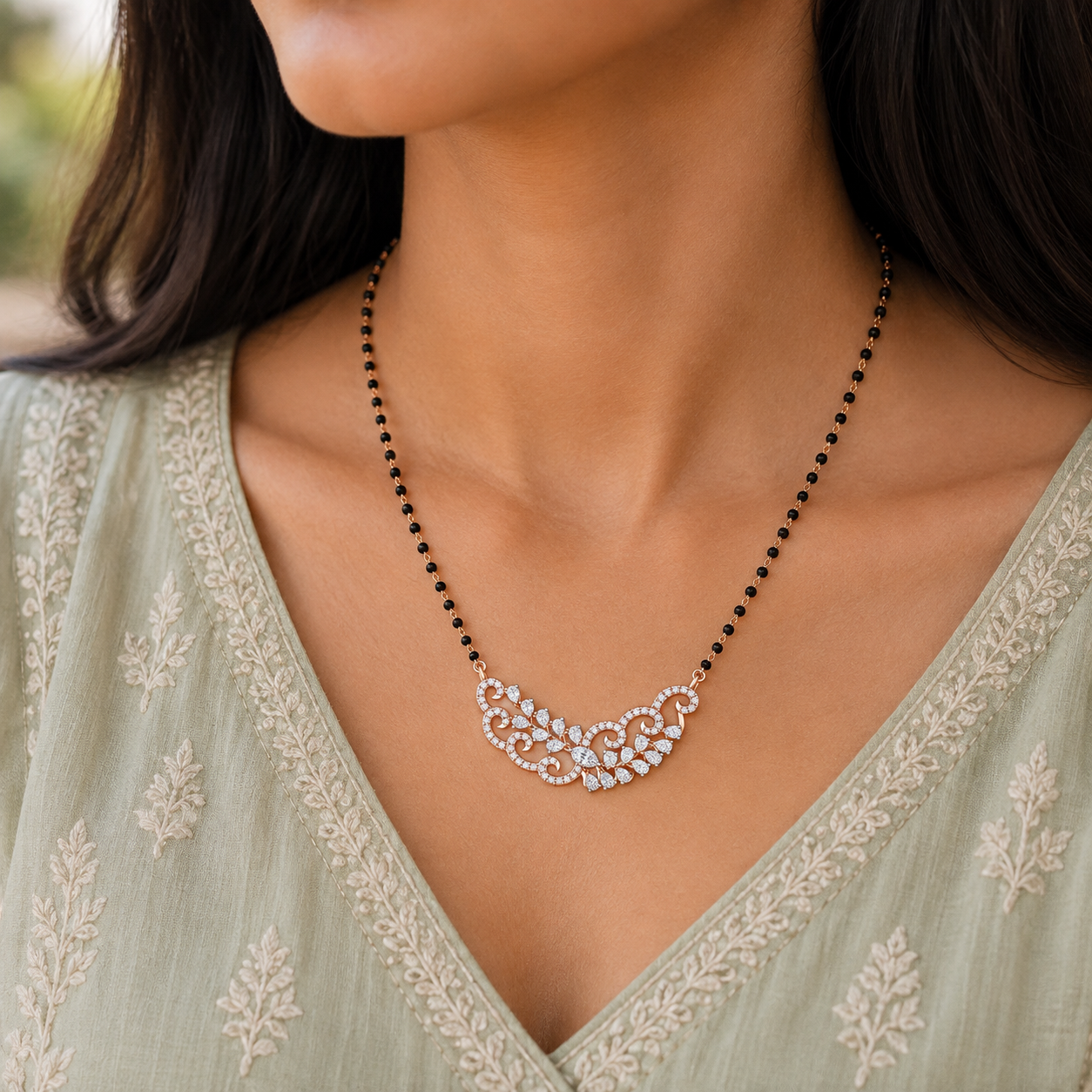 Indo-Western Marquise Diamond Tanmania Pendant - Image 2