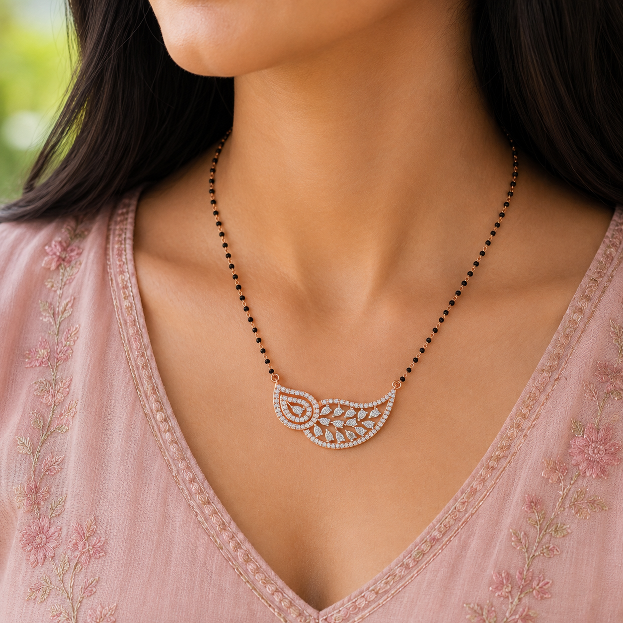 Elegant Drop Diamond Ensemble Tanmania Pendant - Image 2