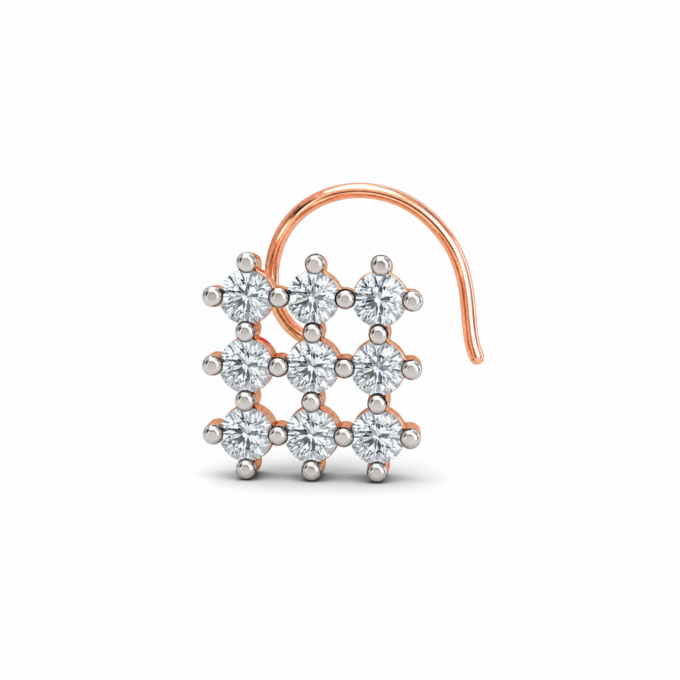 9 Diamonds Square Shape Diamond Nosepin