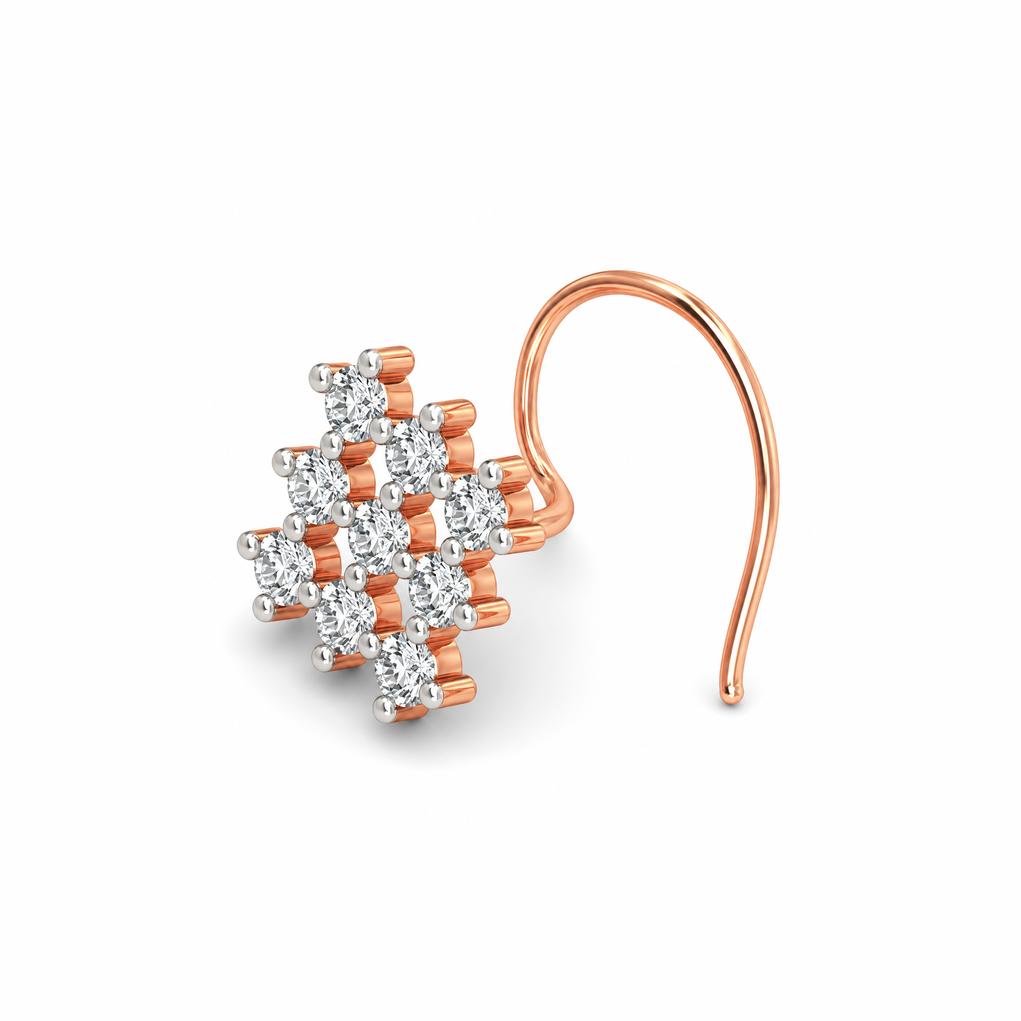 9 Diamonds Square Shape Diamond Nosepin - Image 2
