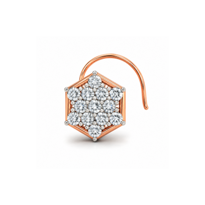 Unique Hexagon-Shaped Diamond Nosepin