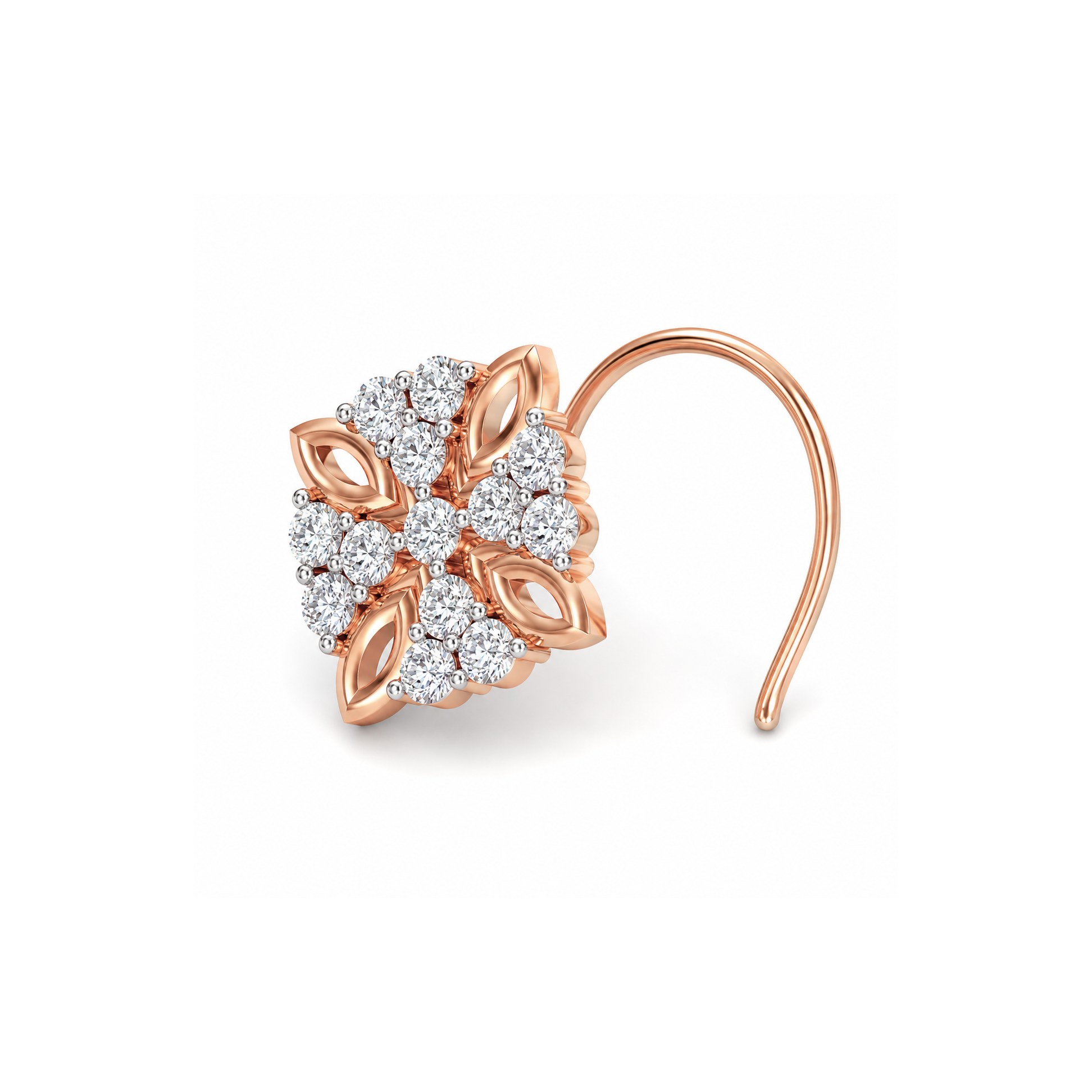 Marquise Shaped Gold Petal Diamond Nosepin - Image 2