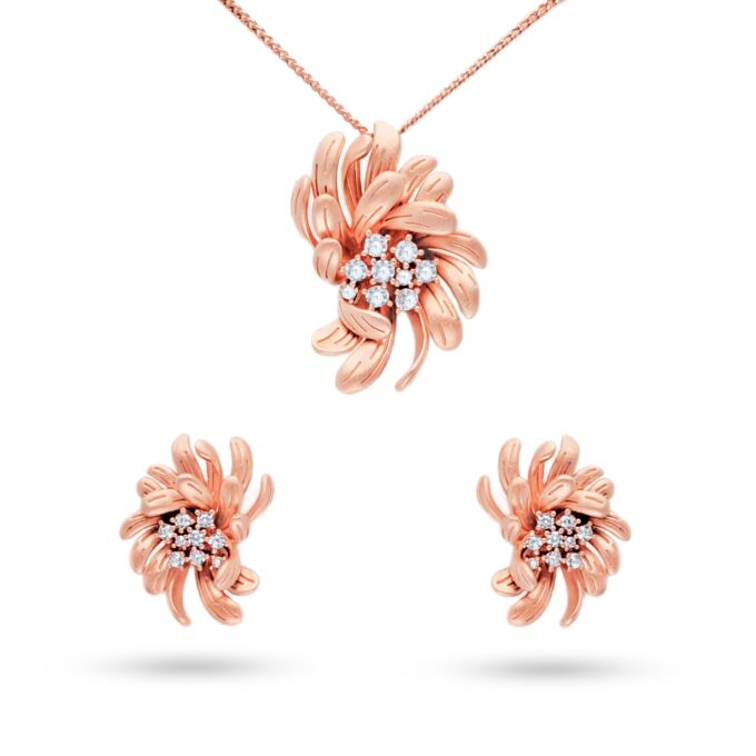 "Nature's Edge" Diamond Brooch-Style Pendant Set