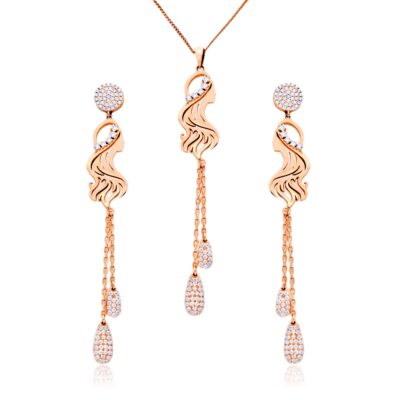 Graceful Cascade Diamond Pendant Set