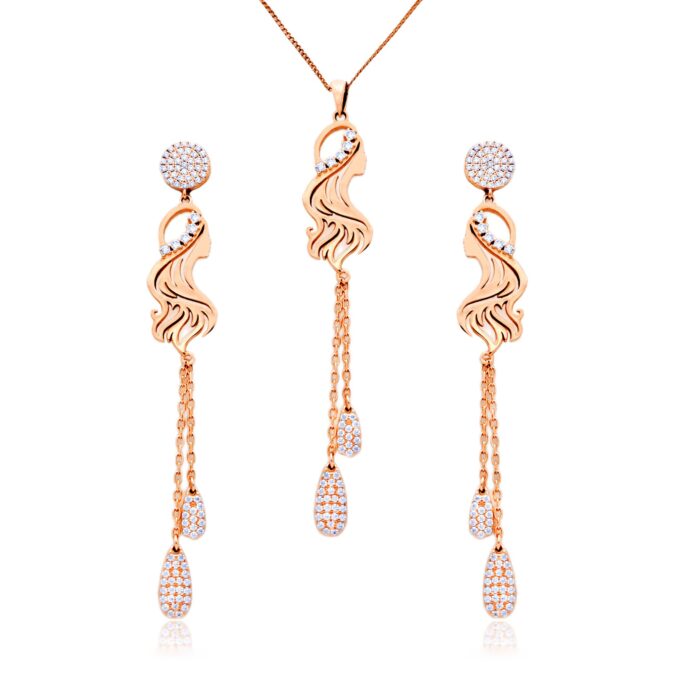 Graceful Cascade Diamond Pendant Set
