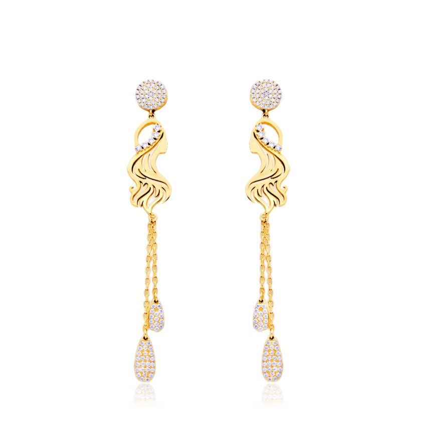 GRACEFUL CASCADE DIAMOND DANGLING EARRINGS - Image 2
