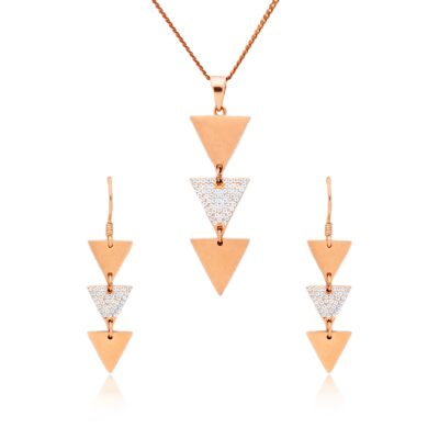Triangular Spark Diamond Pendant Set
