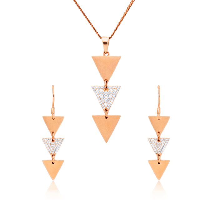 Triangular Spark Diamond Pendant Set