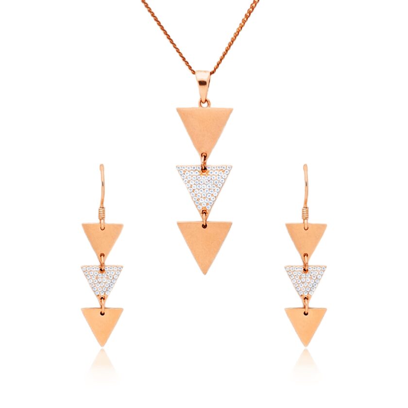 Triangular Spark Diamond Pendant Set