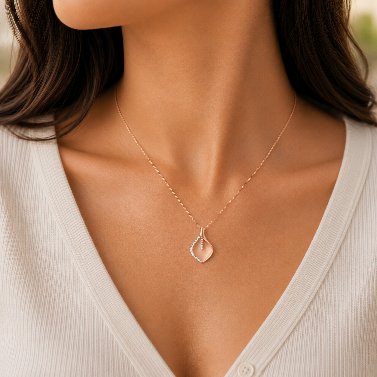 Matte Shell Diamond Pendant - Image 2