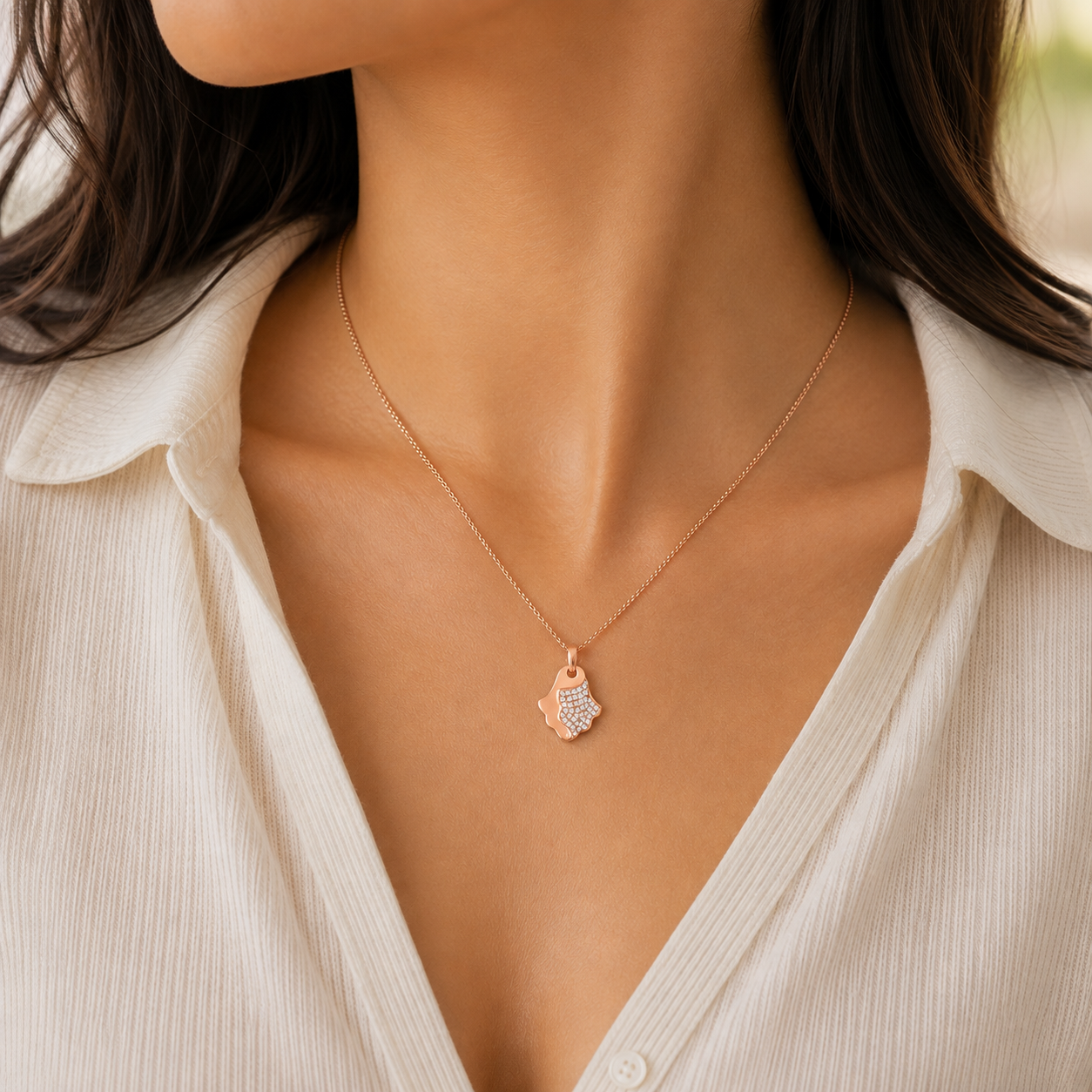 "Divine Blessings" Khmissa Diamond Pendant - Image 3