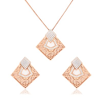 Filigree Kite Diamond Pendant Set