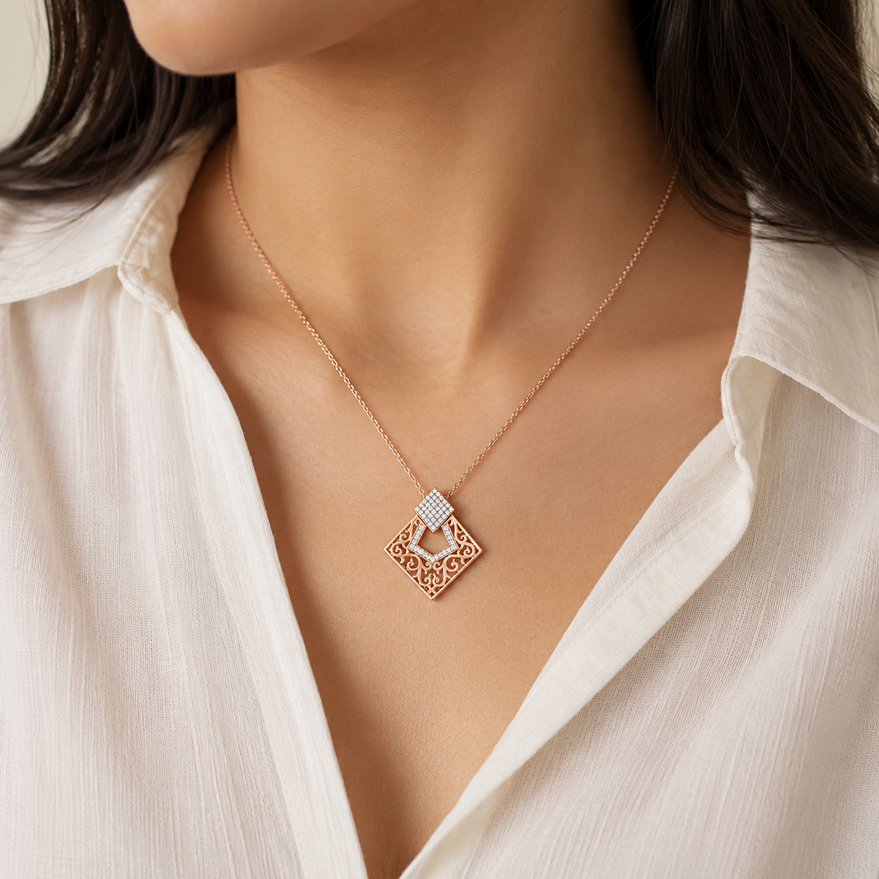Filigree Kite Diamond Pendant - Image 2