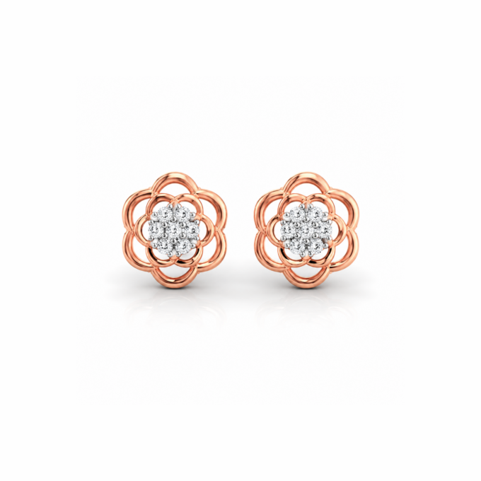 FILIGREE FLOWER DIAMOND EARRINGS