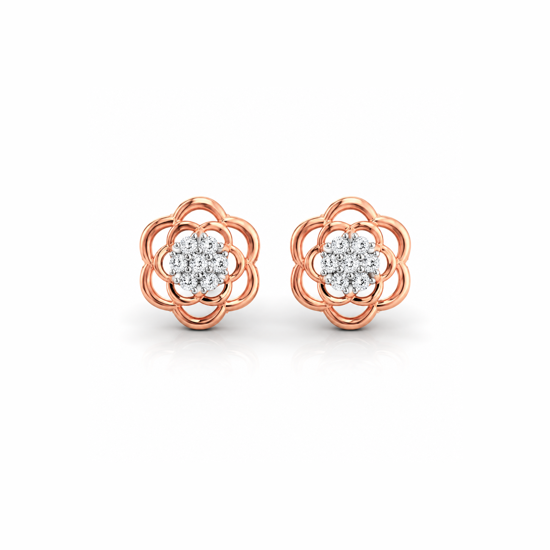 FILIGREE FLOWER DIAMOND EARRINGS