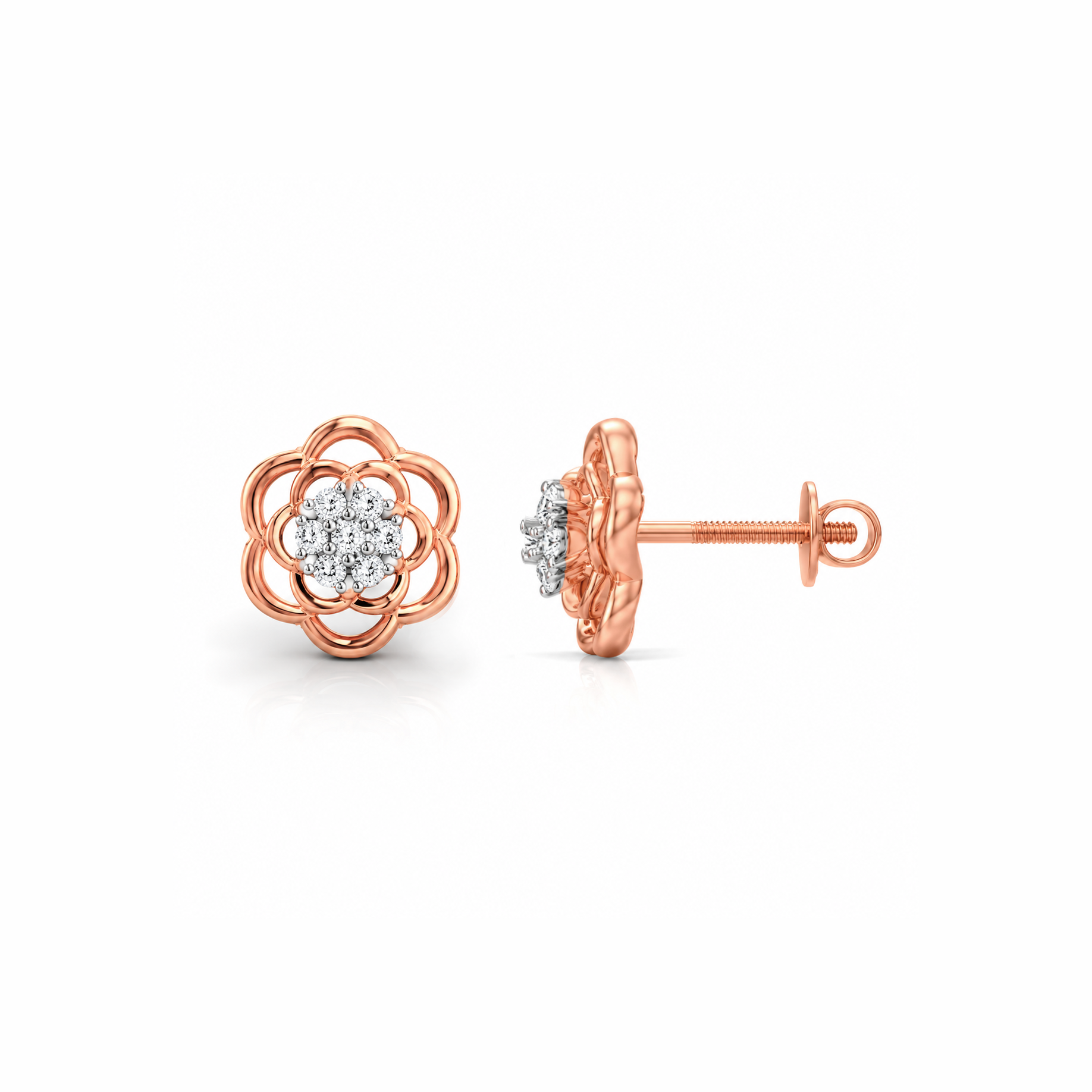 FILIGREE FLOWER DIAMOND EARRINGS - Image 2