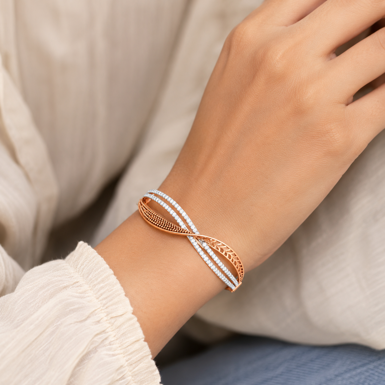 Twisted Elegance Diamond Bracelet - Image 4