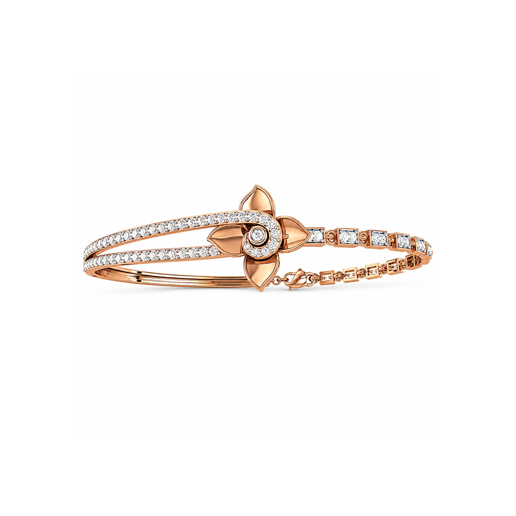 Floral Harmony Diamond Bracelet - Image 2