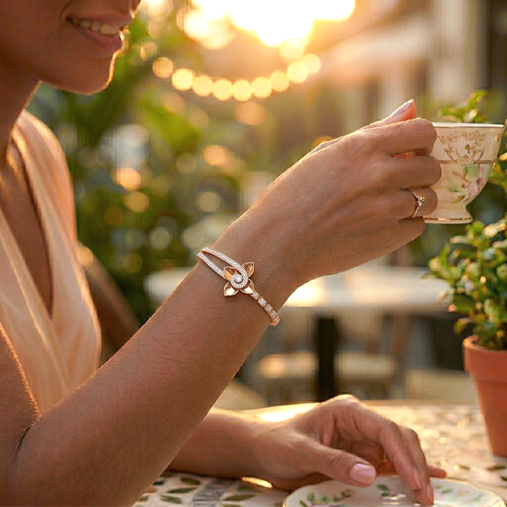 Floral Harmony Diamond Bracelet - Image 4