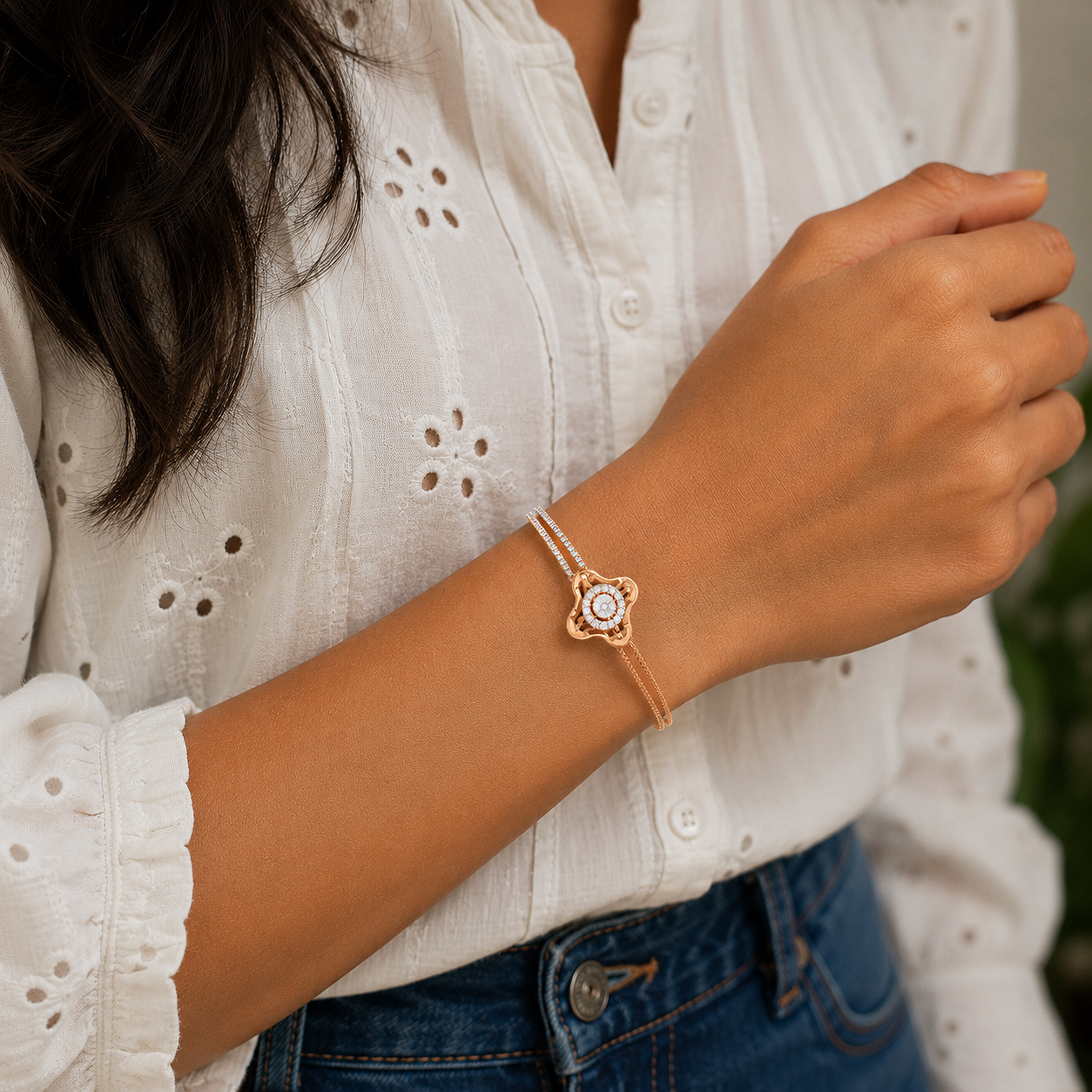 Dual Elegance Diamond Bracelet - Image 4