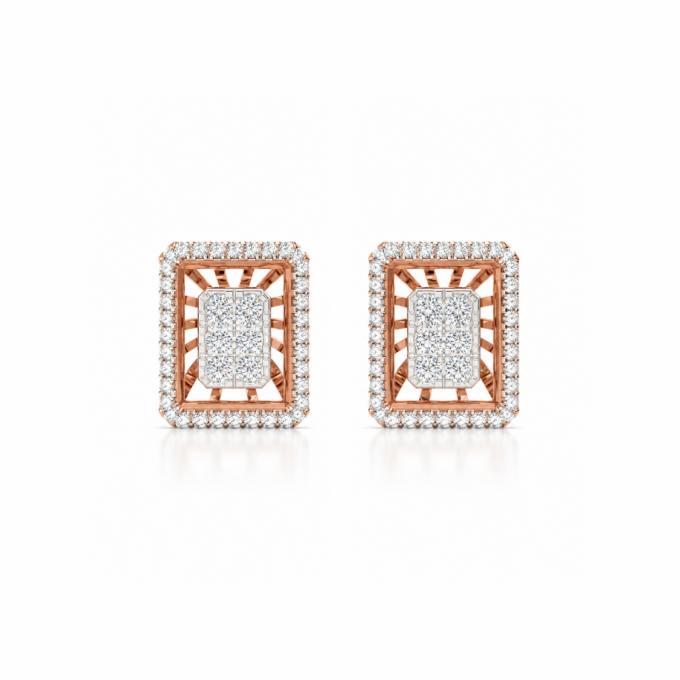 RECTANGLE FILIGIREE DIAMOND EARRINGS