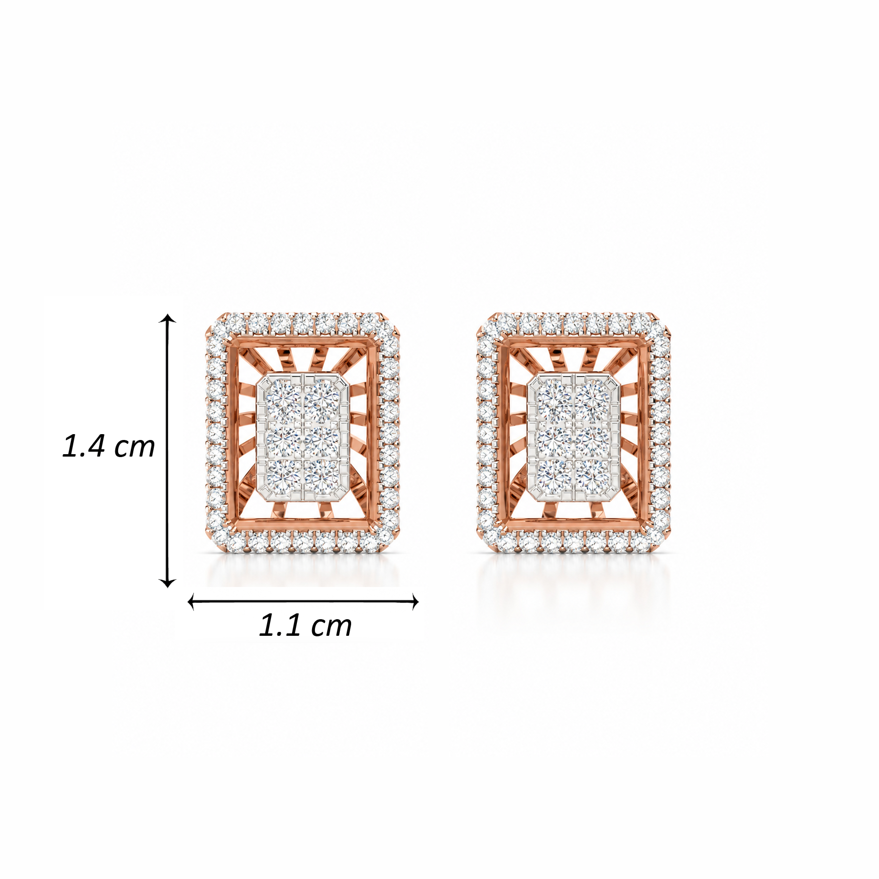 RECTANGLE FILIGIREE DIAMOND EARRINGS - Image 3
