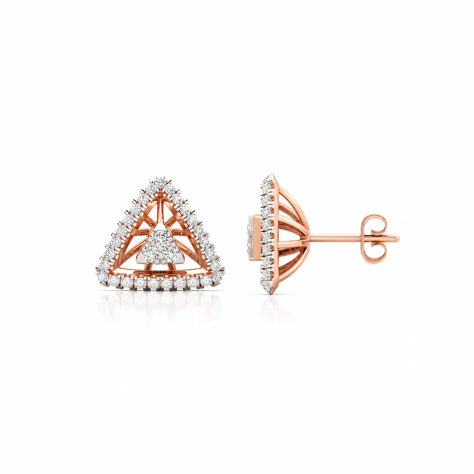 TRIANGLE PROTRUSION DIAMOND EARRINGS - Image 2