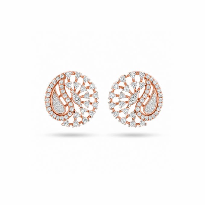 LEAF CLUSTER CURVE EARRINGS