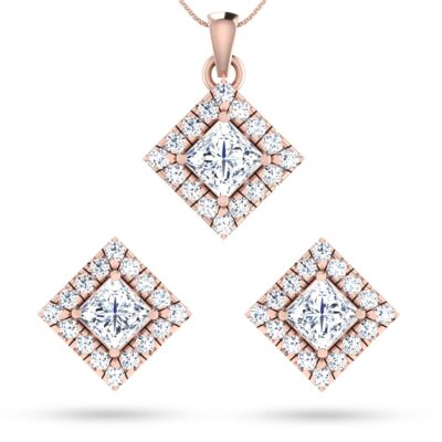 Royal Prism Solitaire Diamond Pendant Set