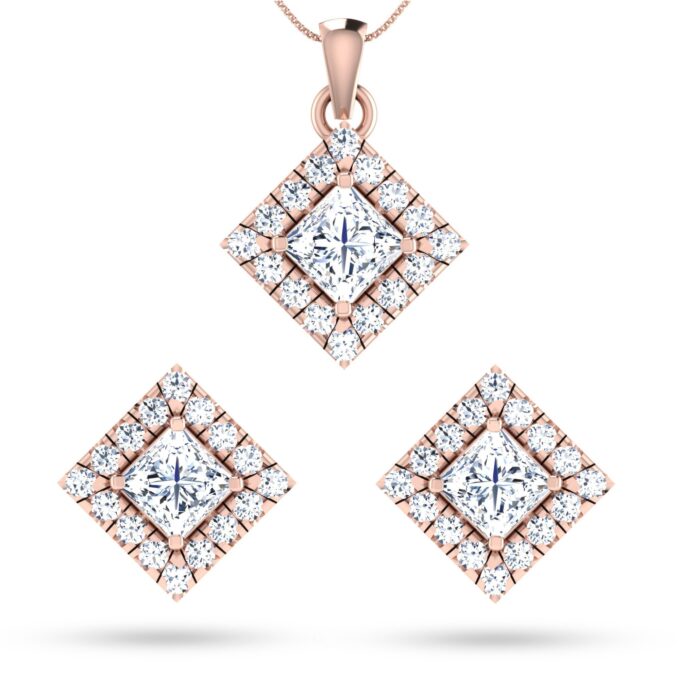 Royal Prism Solitaire Diamond Pendant Set
