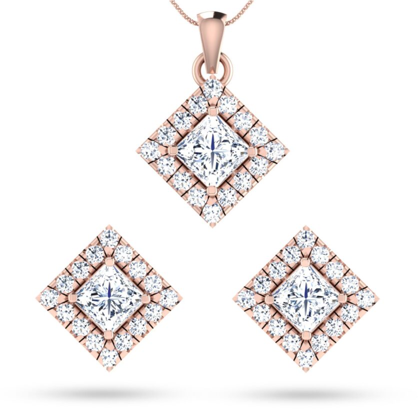 Royal Prism Solitaire Diamond Pendant Set