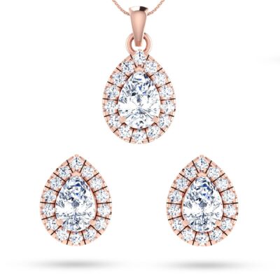 Elegant Pear Solitaire Diamond Pendant Set