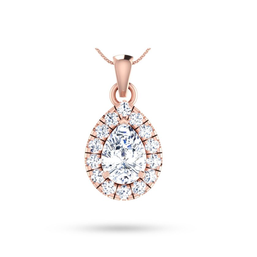 Elegant Pear Solitaire Diamond Pendant Set - Image 3