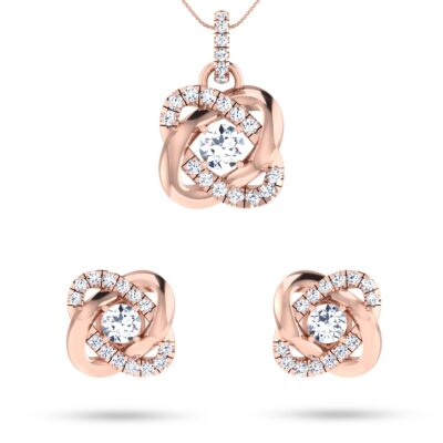 Twisted Elegance Solitaire Diamond Pendant Set