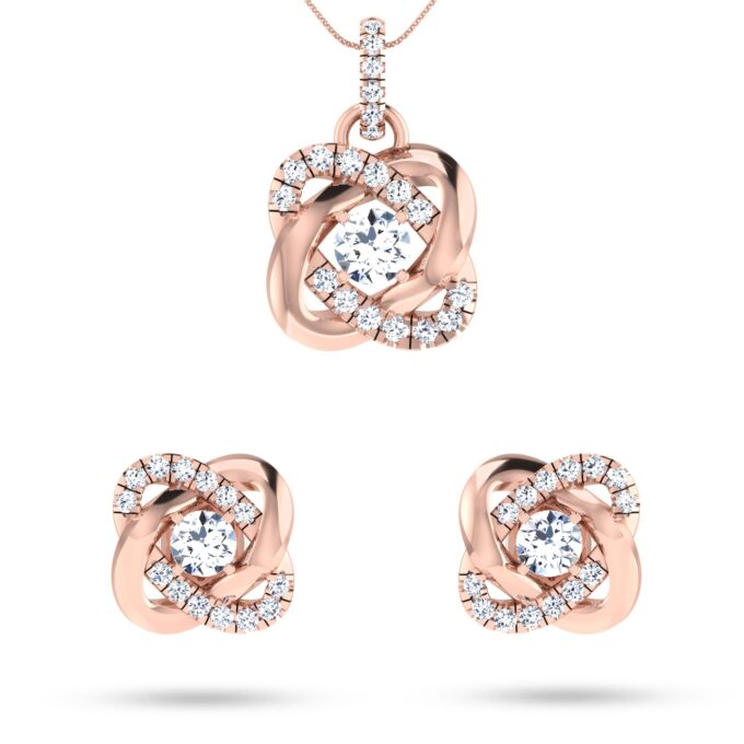 Twisted Elegance Solitaire Diamond Pendant Set