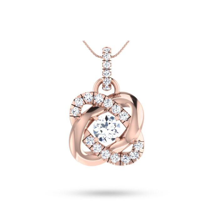Twisted Elegance Solitaire Diamond Pendant Set