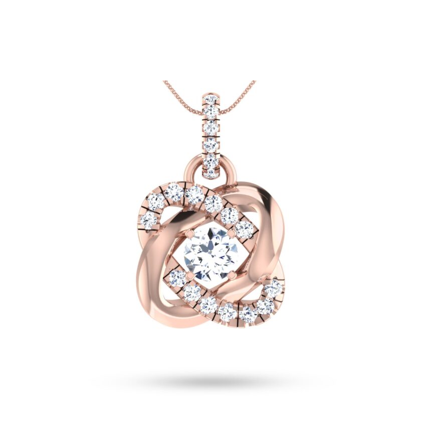 Twisted Elegance Solitaire Diamond Pendant Set - Image 3