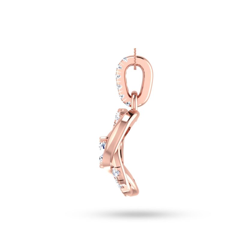 Twisted Elegance Solitaire Diamond Pendant Set - Image 4