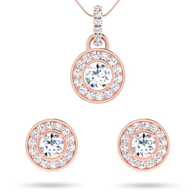 Enhanced Solitaire Diamond Pendant Set