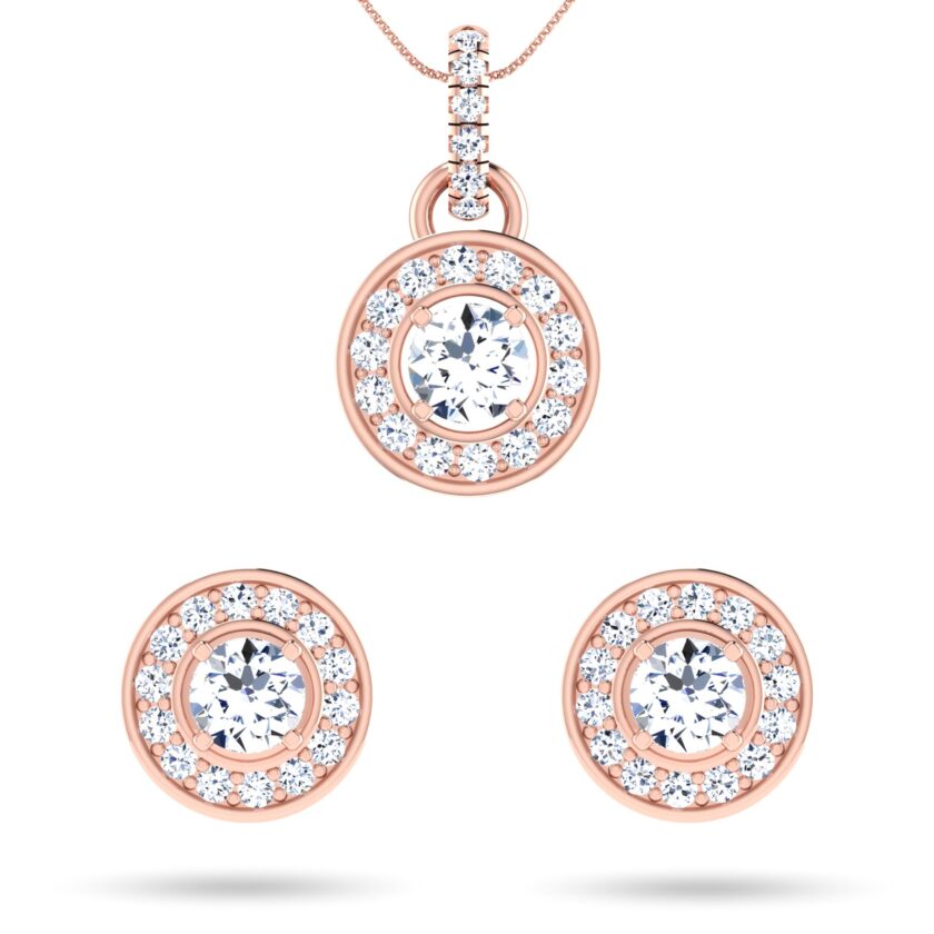 Enhanced Solitaire Diamond Pendant Set