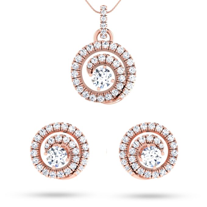 Spiral Solitaire Diamond Pendant Set