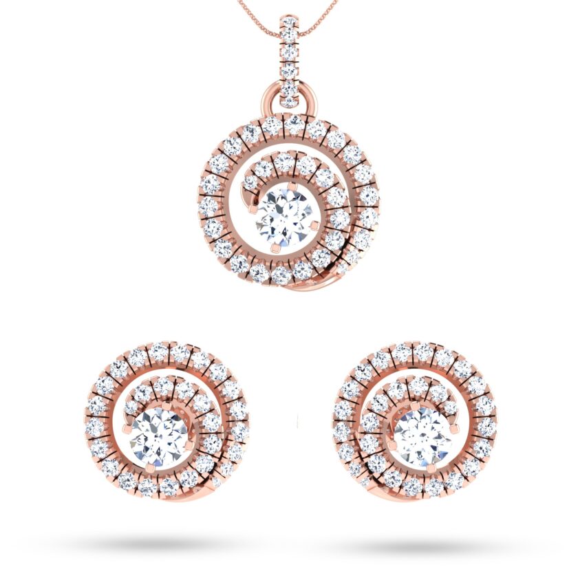 Spiral Solitaire Diamond Pendant Set